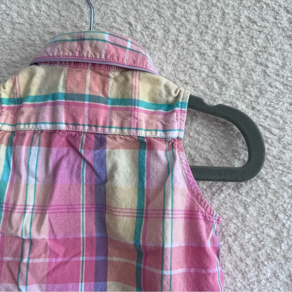 Ralph Lauren Baby Madras Pink Plaid Cotton‎ Sleeveless Tank Cotton Size 9 Months
